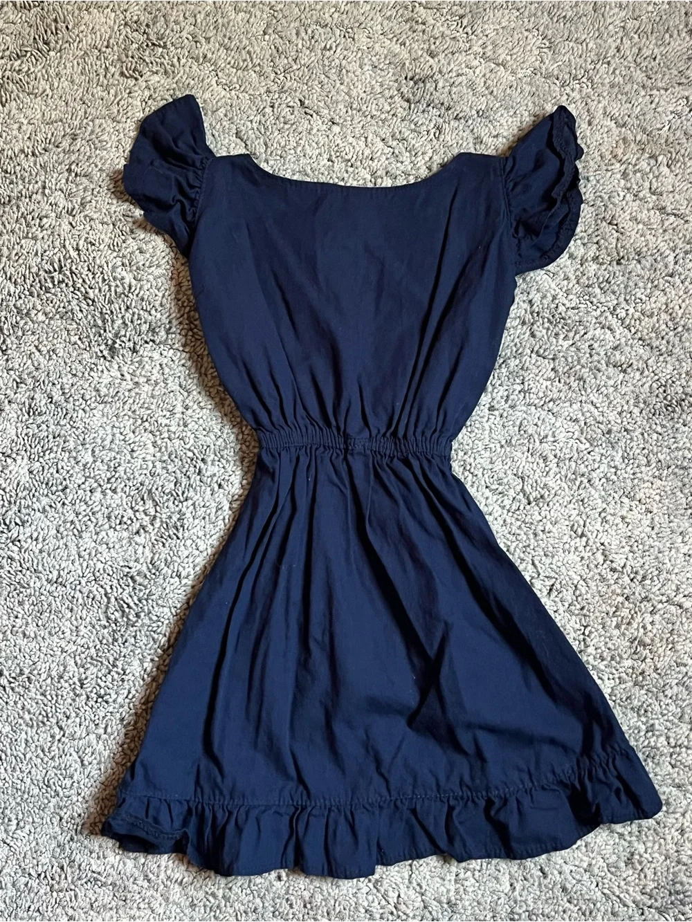 Artisan Mexican handmade navy blue dress sunflower embroidery Sz 6T